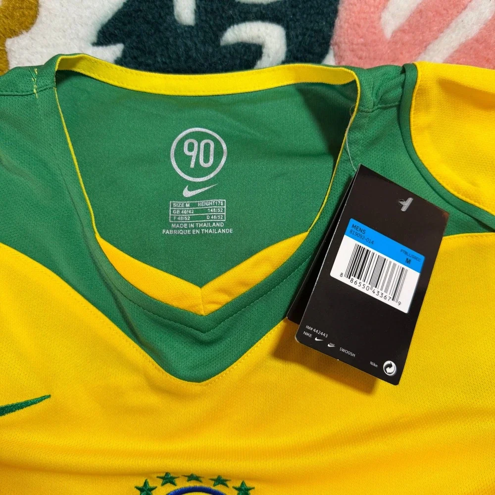 Nike Brazil Ronaldinho 10 Soccer Jersey Yellow Green Mens M Player Version NWT